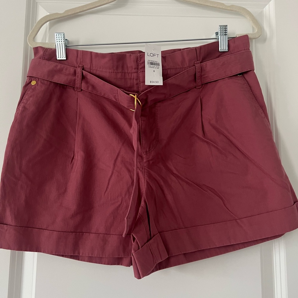 LOFT Dusty Rose Pleated Shorts